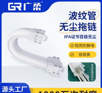 廣柔波紋管無塵拖鏈 拉鏈式設計 無塵室免穿線 維護便捷 快速換線